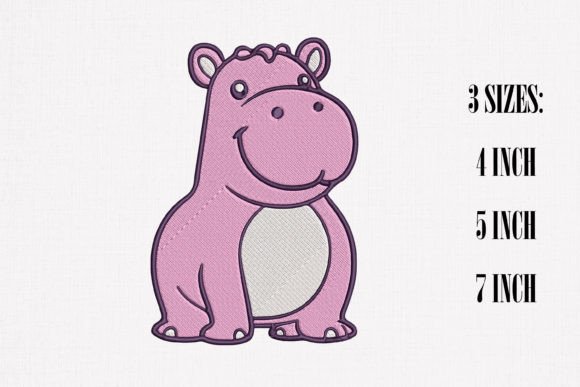 Cute Hippo Embroidery