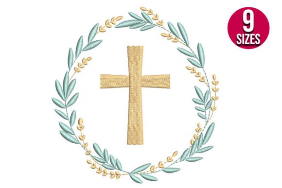 Embroidery Design: Cross with Wreath
