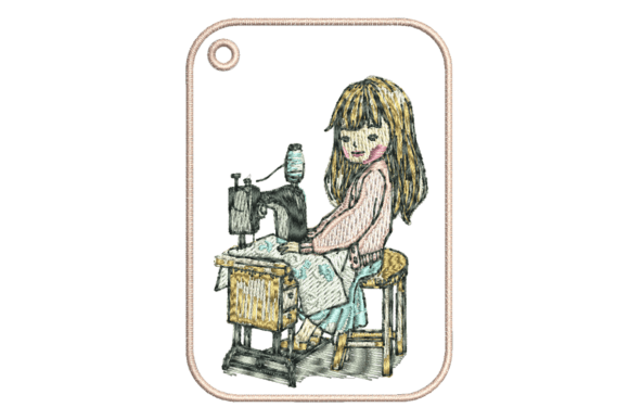 Sewing Girl Embroidery Design